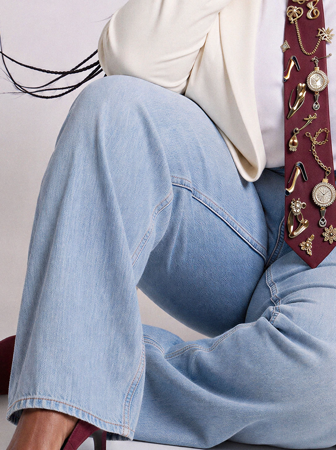 Maeve Wide-Leg Jeans in light blue, front view