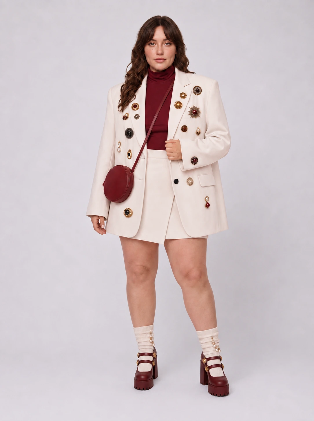 Burgundy Round Crossbody