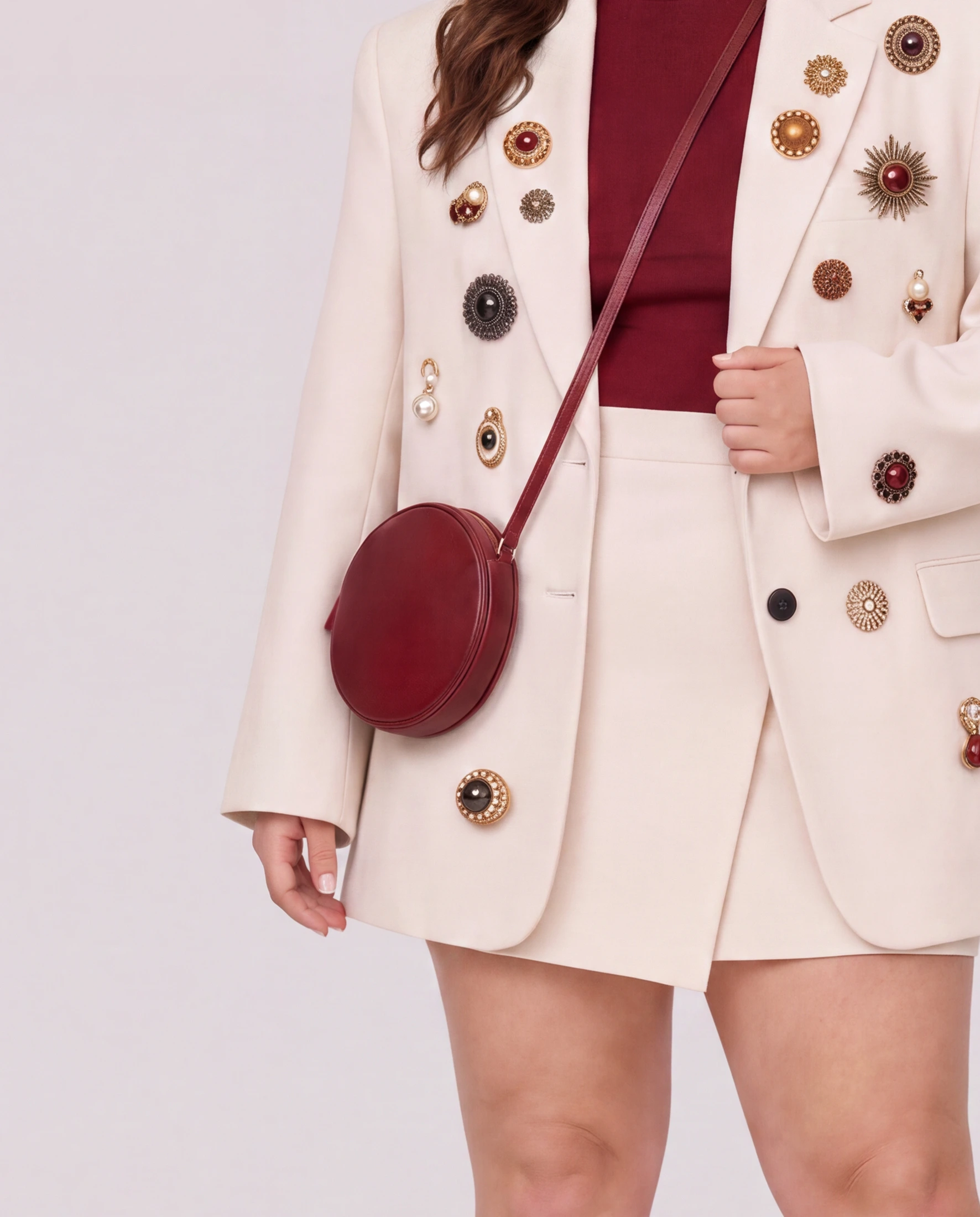 Burgundy Round Crossbody