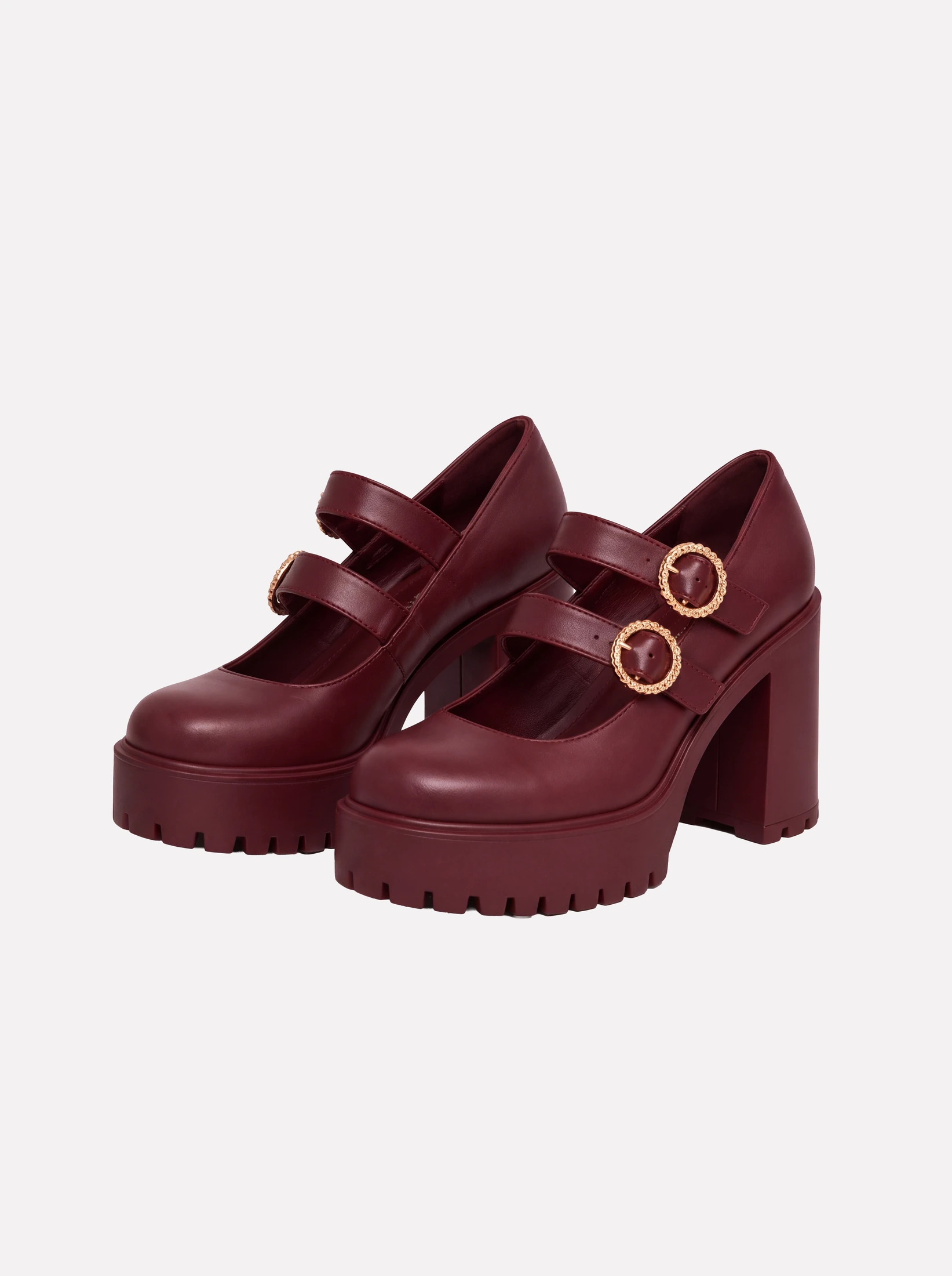 Burgundy Platform Mary Janes