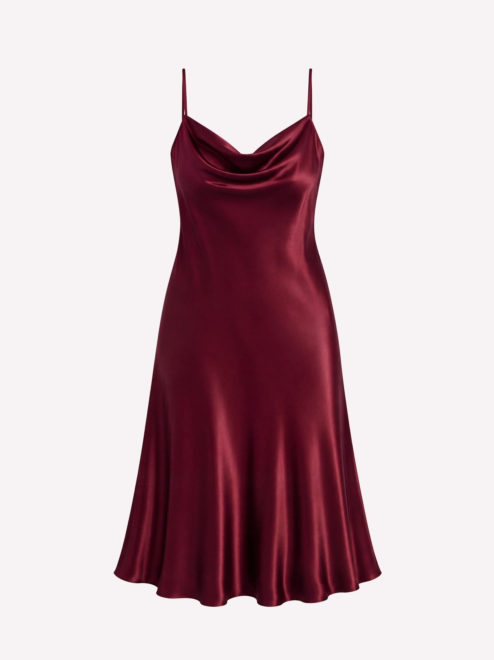 Burgundy Satin Midi Dress