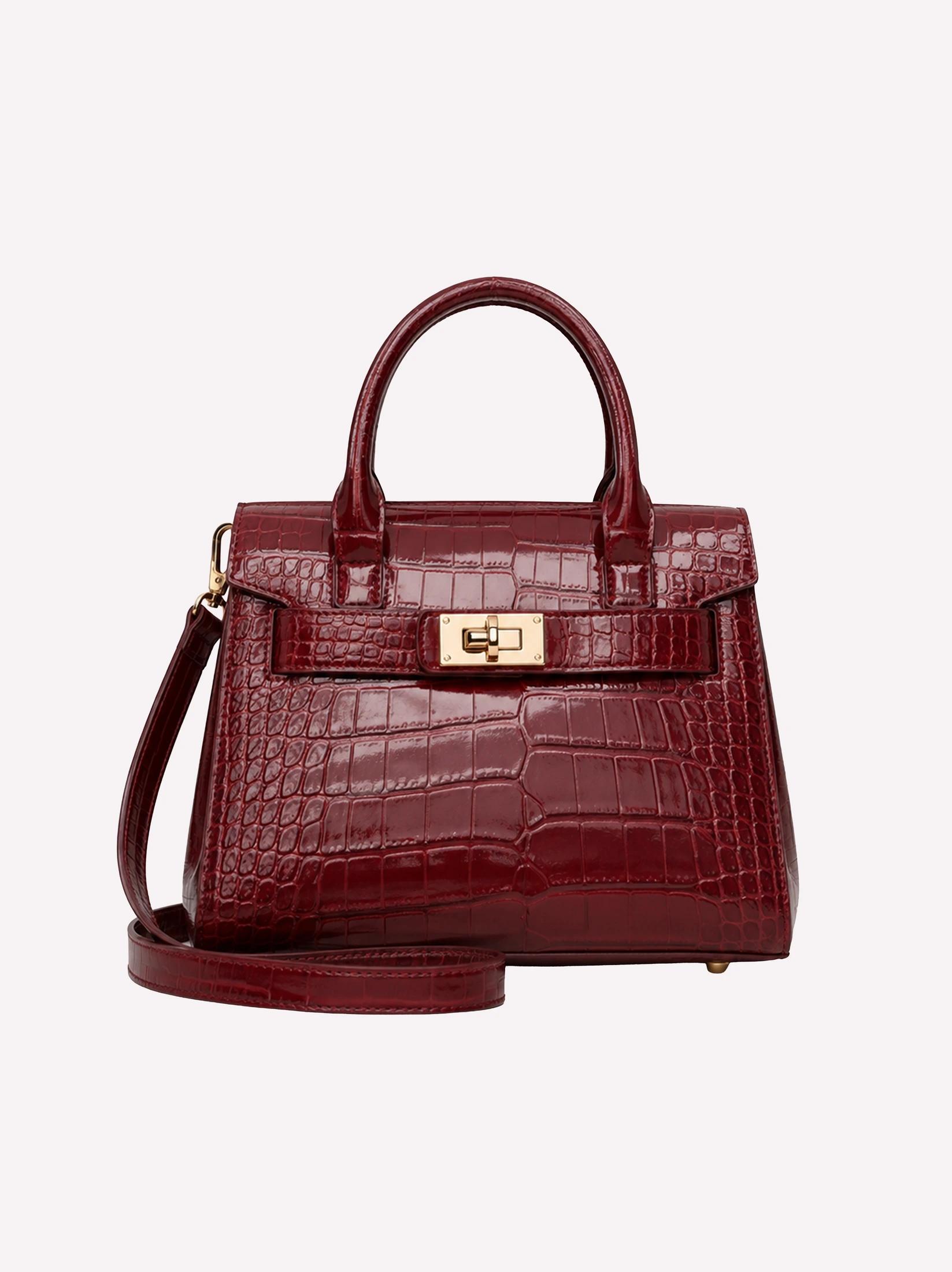Burgundy Croc-Effect Bag